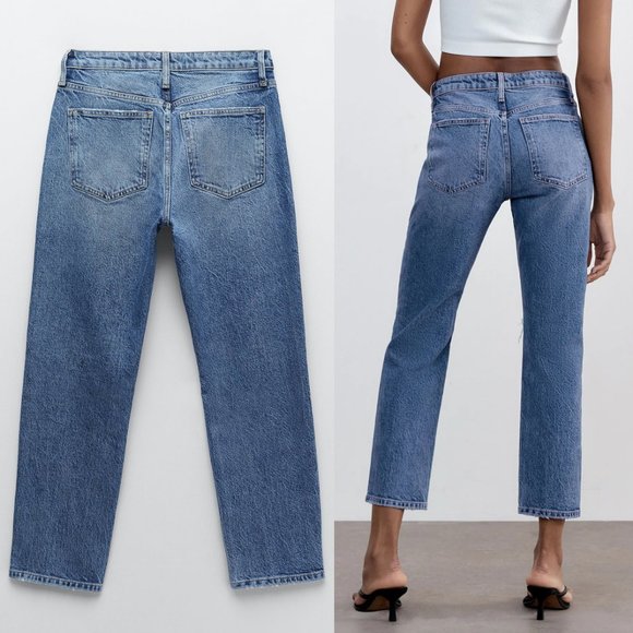 NEW Zara Slim Fit High Rise Ripped Ankle Jeans 6 - Picture 7 of 16